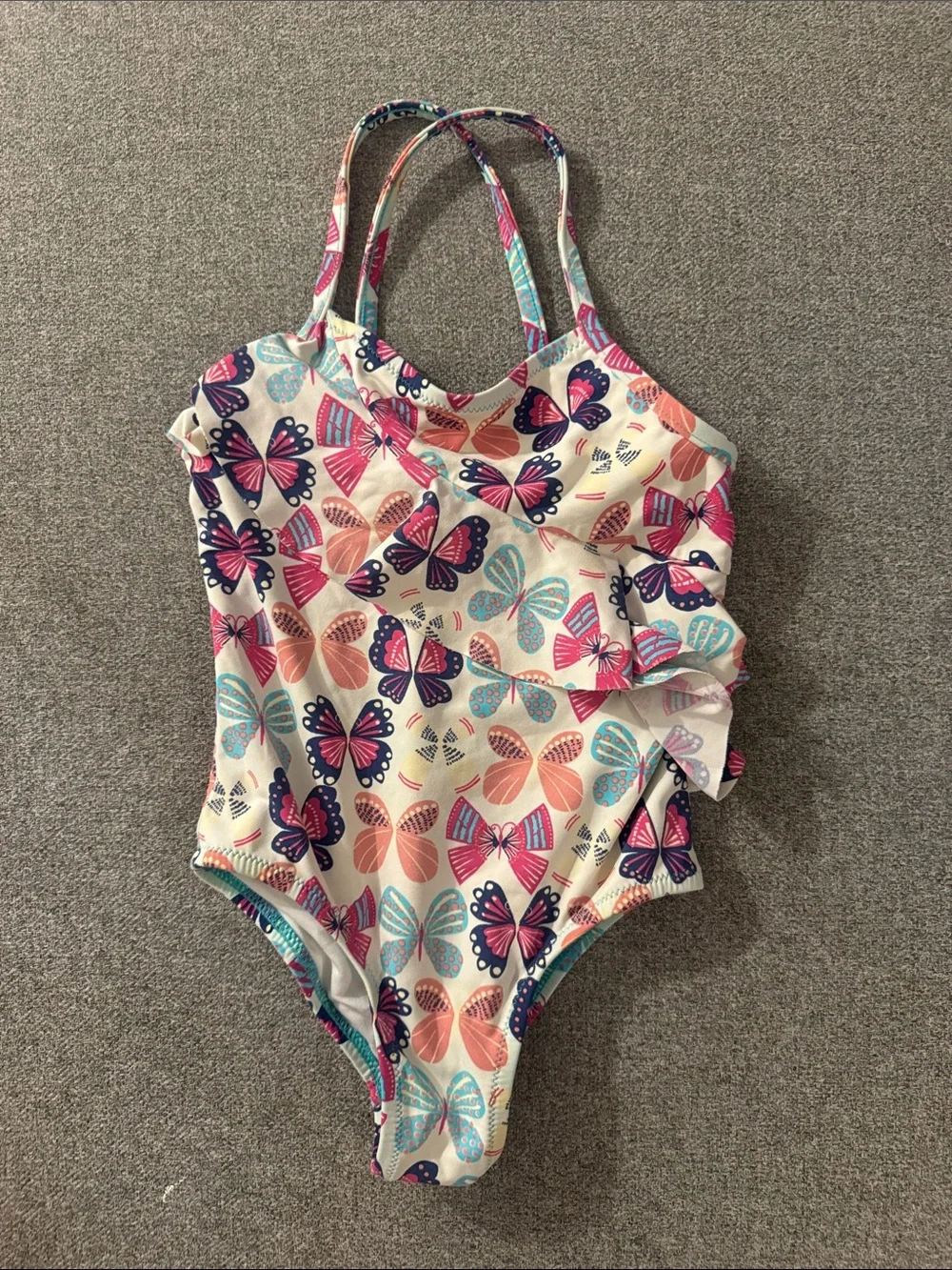 5/$15- Kids One-Piece Swimsuit with Butterfly Print - Pink, Blue, Peach